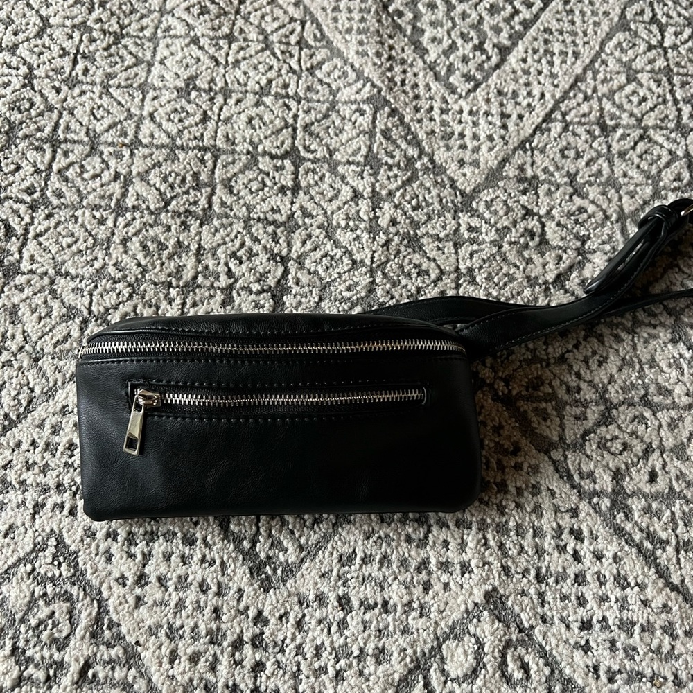 Black and silver belt bag